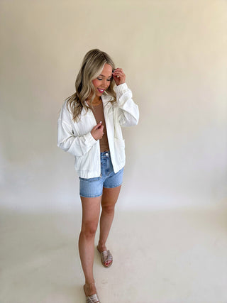 Perfectly Easy Bomber Jacket - Ecru