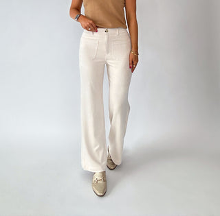 Moneymaker Wide Leg Pants - Cream