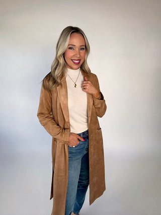 City Chic Faux Suede Jacket - Camel