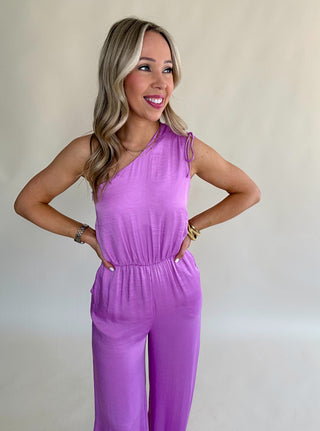 Steve Madden Adele One Shoulder Jumpsuit - Berry