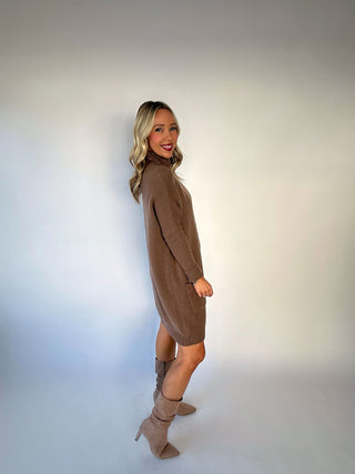 Madison Avenue Mock Neck Sweater Dress - Mocha