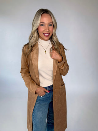 City Chic Faux Suede Jacket - Camel