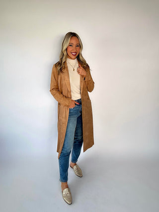 City Chic Faux Suede Jacket - Camel