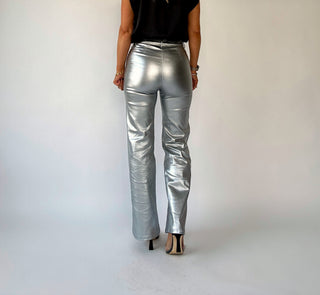 Adler Faux Leather Pants - Silver