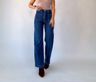 Patch Pocket Wide Leg Jean