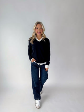 Flattering Feeling V-Neck Sweater - Navy