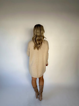 Madison Avenue Mock Neck Sweater Dress - Cream