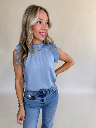 *IMPERFECT* Simply Delightful Sleeveless Top - Dusty Blue