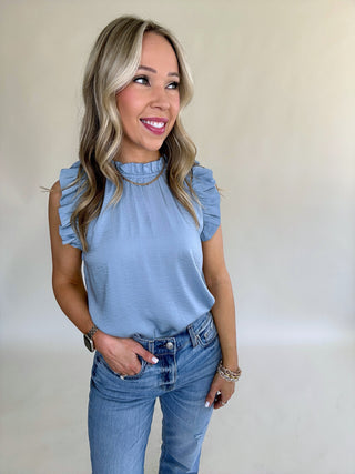 *IMPERFECT* Simply Delightful Sleeveless Top - Dusty Blue