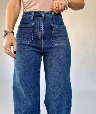 Patch Pocket Wide Leg Jean