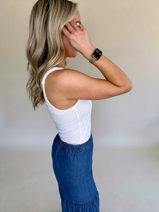 See To Believe Lace Detail Tank - White