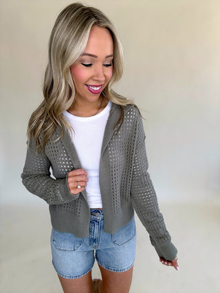 Cover Me Up Pointelle Cardigan - Olive