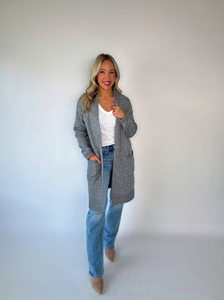 Long Overdue Cardigan - Grey