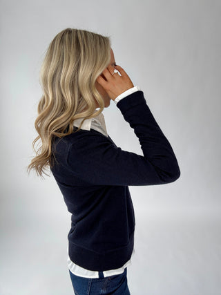 Flattering Feeling V-Neck Sweater - Navy