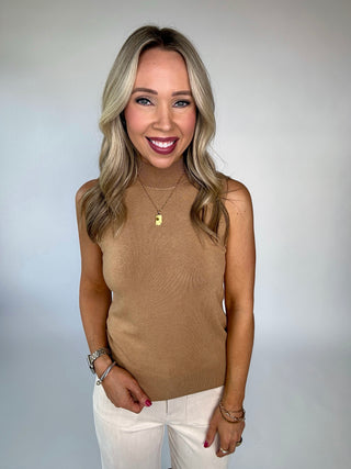 Seal The Deal Mock Neck Top - Camel