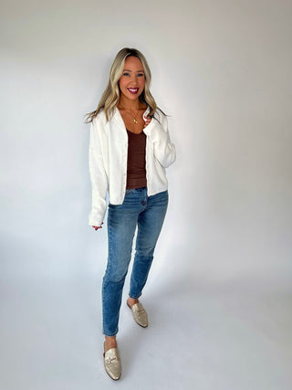 Simple And Sweet Cardigan - Snow