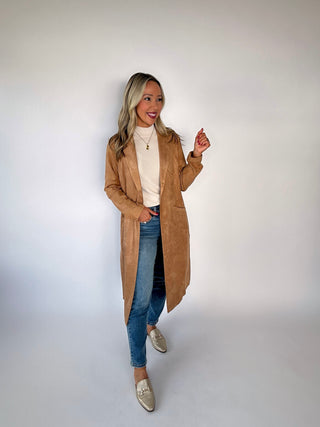 City Chic Faux Suede Jacket - Camel