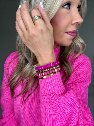 Glam Girl Bracelet Set - Fuchsia