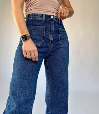 Patch Pocket Wide Leg Jean