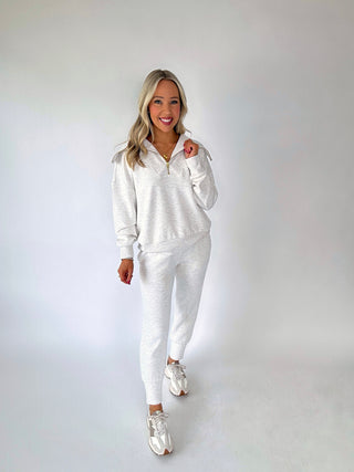 VARLEY Catherine Half Zip Sweat - Ivory Marl