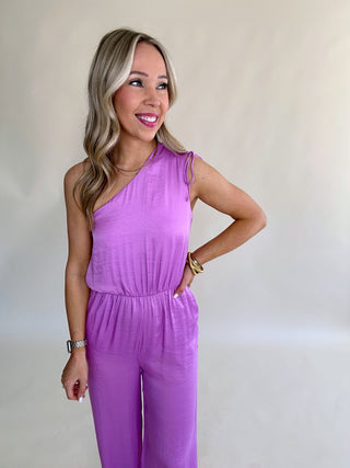 Steve Madden Adele One Shoulder Jumpsuit - Berry