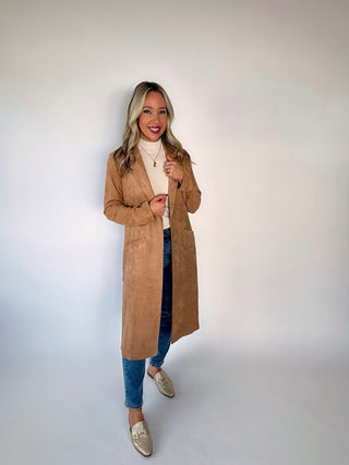 City Chic Faux Suede Jacket - Camel