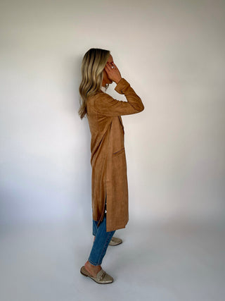 City Chic Faux Suede Jacket - Camel