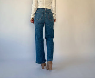 Patch Pocket Wide Leg Jean - Medium Wash