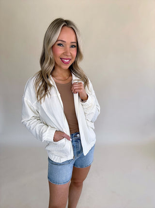 Perfectly Easy Bomber Jacket - Ecru