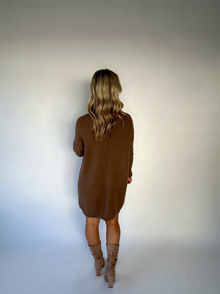 Madison Avenue Mock Neck Sweater Dress - Mocha