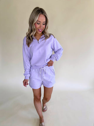 Wheels Up Sweatshirt & Shorts Set - Lavender