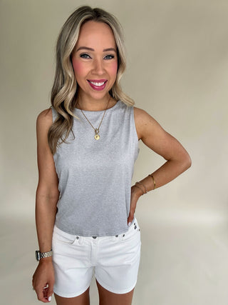 Twist And Shout Sleeveless Top - Grey