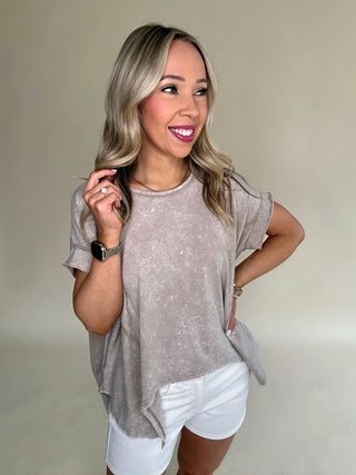 No Complaints Washed Comfy Knit Top - Taupe