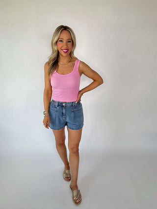 Fun In The Sun Cropped Tank - Pink