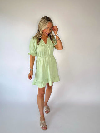 All That Flutters Mini Dress - Sage