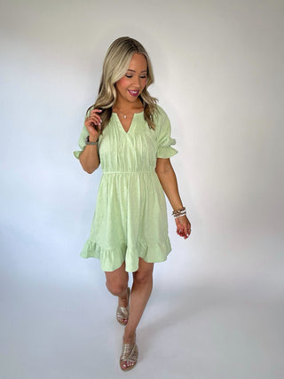 All That Flutters Mini Dress - Sage