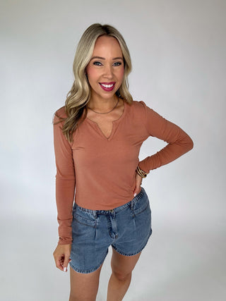 Center Stage Long Sleeve Top - Persimmon