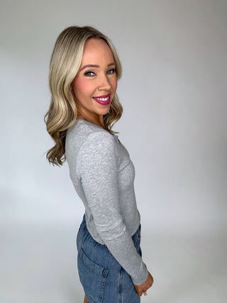 Center Stage Long Sleeve Top - Heather Grey