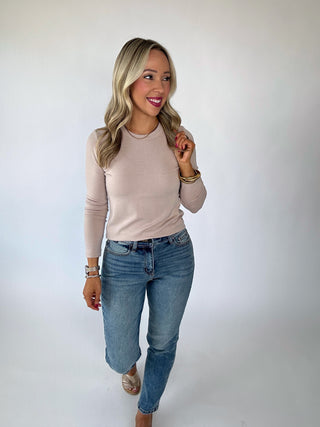 Best Of Basics Long Sleeve Knit Top - Taupe