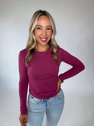 Best Of Basics Long Sleeve Knit Top - Magenta