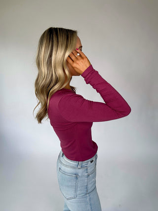 Best Of Basics Long Sleeve Knit Top - Magenta